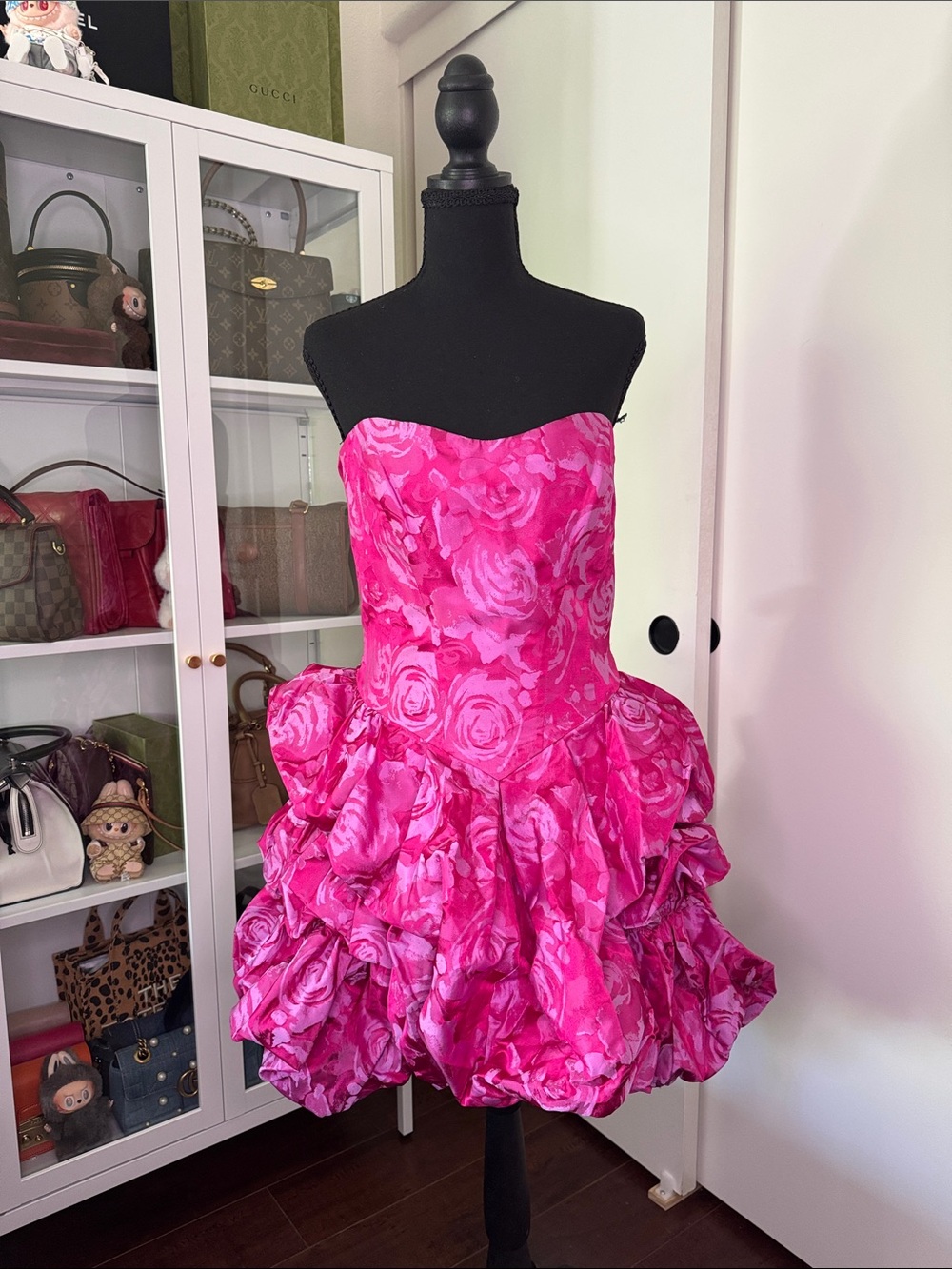Betsey Johnson Hot Pink Floral Strapless Party Dress